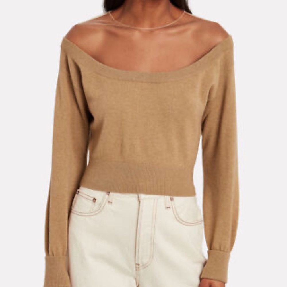 Alexander Wang Tan Off-Shoulder Sweater size S